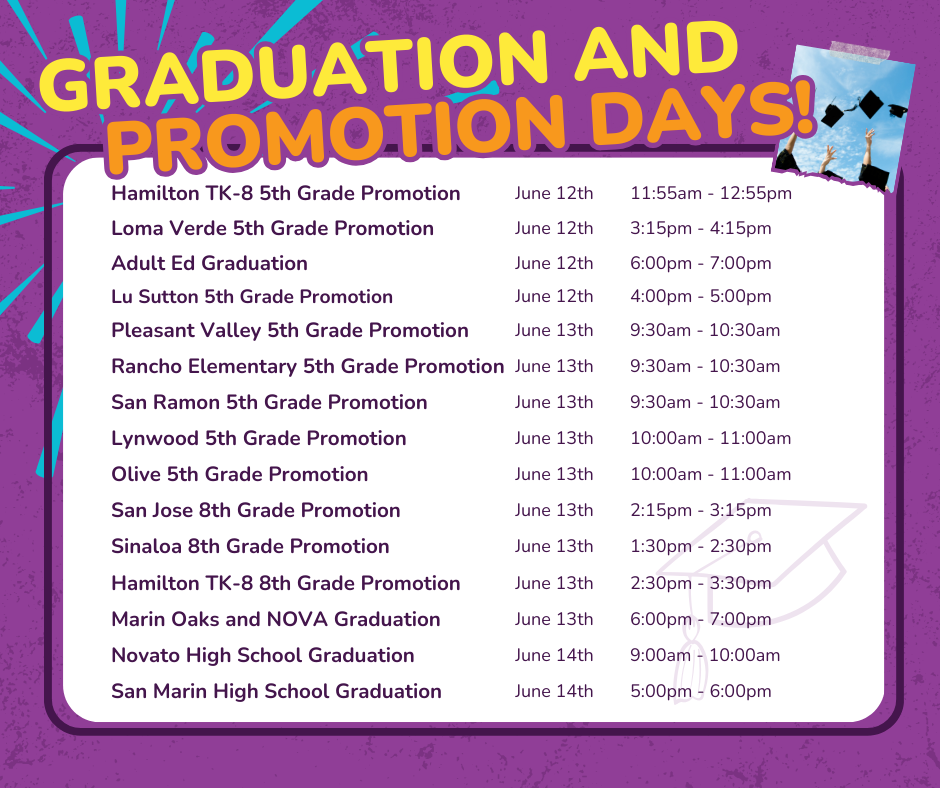 NUSD Promotion and Graduation Dates